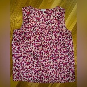 Talbots Size S Petite Pink Floral Sleeveless Blouse